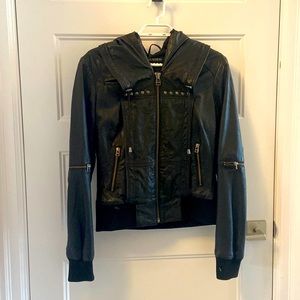Danier Leather Bomber Jacket with leather hood